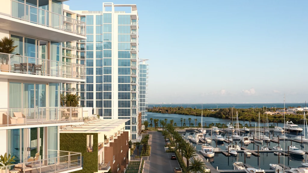 Luxury waterfront condos for sale at Marina Pointe in Tampa's Westshore Marina District, featuring modern architecture, deepwater marina access, and resort-style amenities.