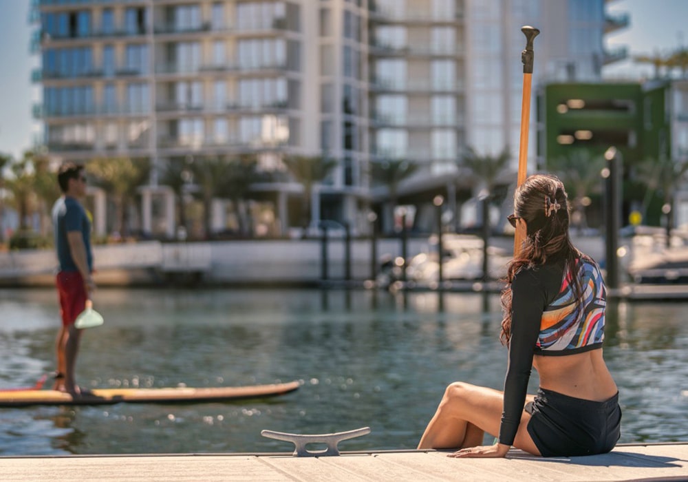 Tampa Bay Living paddleboarding on the bay