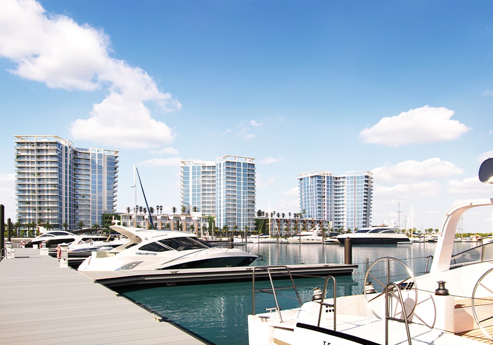 Marina of boats docked at Marina Pointe in Tampa