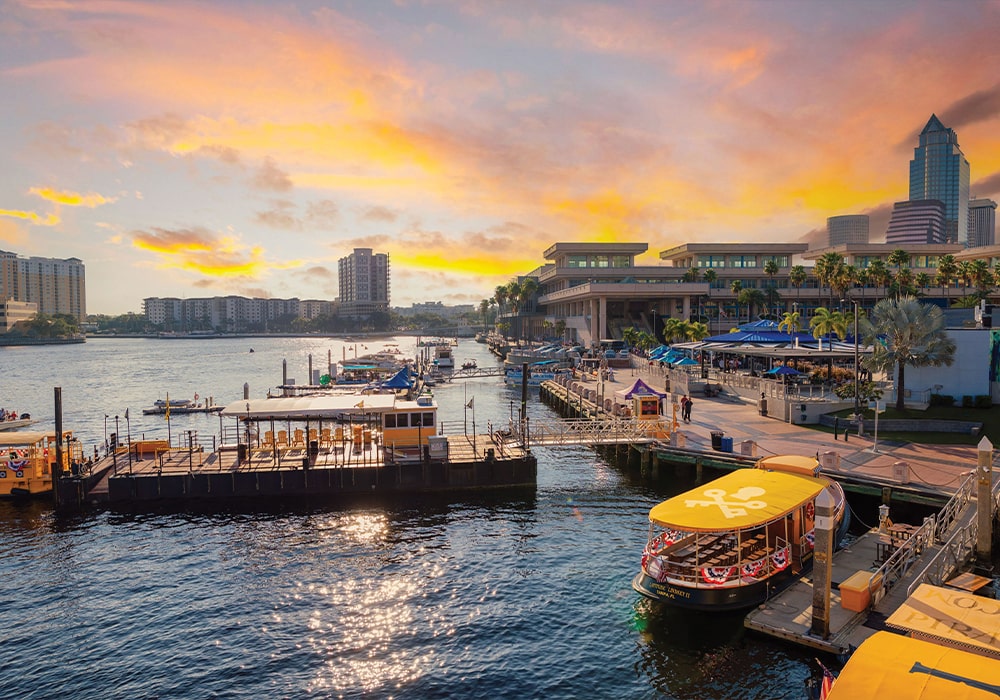 Tampa Bay Riverwalk at sunset